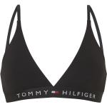 Schwarze Tommy Hilfiger Logo Triangel-BHs ohne Bügel für Damen Größe L 