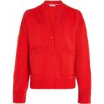 Rote Bestickte Elegante Tommy Hilfiger V-Ausschnitt Damencardigans aus Nylon Größe XS 