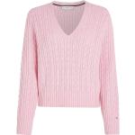 Tommy Hilfiger, Zopfmuster V-Ausschnitt Pullover Pink, Damen, Größe: XL