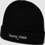 Reduzierte Schwarze Unifarbene Tommy Hilfiger TOMMY JEANS Damenbeanies aus Baumwollmischung Einheitsgröße für den für den Winter 