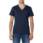 Reduzierte Blaue Unifarbene Tommy Hilfiger TOMMY JEANS V-Ausschnitt T-Shirts aus Baumwolle maschinenwaschbar für Herren Größe S für den für den Sommer 