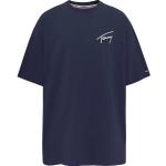 Reduzierte Marineblaue Bestickte Oversize Kurzärmelige Tommy Hilfiger TOMMY JEANS Mini Rundhals-Ausschnitt Shirtkleider aus Jersey für Damen Größe 3 XL 