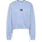 Reduzierte Hellblaue Unifarbene Langärmelige Tommy Hilfiger TOMMY JEANS Rundhals-Ausschnitt Damensweatshirts aus Baumwolle Cropped Größe 3 XL 