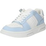 Hellblaue Low Sneaker mit Schnürsenkel aus Glattleder für Damen Größe 39 mit Absatzhöhe bis 3cm 