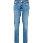 Marineblaue Bestickte Ripped Jeans & Zerrissene Jeans mit Reißverschluss aus Denim für Herren 