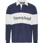 Marineblaue Bestickte Oversize Langärmelige Tommy Hilfiger TOMMY JEANS Langarm-Poloshirts aus Baumwolle für Herren Größe XXL für den für den Frühling 
