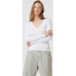 Weiße Langärmelige Tommy Hilfiger TOMMY JEANS V-Ausschnitt V-Shirts aus Baumwolle für Damen Größe XS 