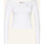 Weiße Langärmelige Tommy Hilfiger TOMMY JEANS Off Shoulder Shirts & Schulterfreie Shirts aus Baumwolle für Damen Größe S 