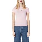 Reduzierte Pinke Kurzärmelige Tommy Hilfiger TOMMY JEANS T-Shirts ohne Verschluss maschinenwaschbar für Damen Größe XS 