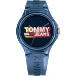 Blaue Wasserdichte Tommy Hilfiger TOMMY JEANS Quarz Kunststoffarmbanduhren mit Analog-Zifferblatt mit Kunststoff-Uhrenglas mit Silikonarmband für Herren 