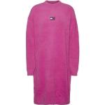 Pinke Unifarbene Casual Langärmelige Tommy Hilfiger TOMMY JEANS Rundhals-Ausschnitt Sweatkleider aus Polyamid für Damen Größe XS 