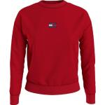 Rote Unifarbene Casual Langärmelige Tommy Hilfiger TOMMY JEANS Rundhals-Ausschnitt Rundhals-Pullover aus Baumwolle für Damen Größe XS für den für den Herbst 