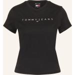 Schwarze Kurzärmelige Tommy Hilfiger TOMMY JEANS T-Shirts aus Jersey für Damen Größe S 