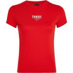 Rote Tommy Hilfiger TOMMY JEANS T-Shirts enganliegend für Damen Größe S 