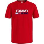 Rote Unifarbene Tommy Hilfiger TOMMY JEANS Rundhals-Ausschnitt T-Shirts für Herren Größe L 