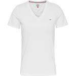 Weiße Tommy Hilfiger TOMMY JEANS V-Ausschnitt T-Shirts für Damen Größe S 