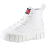 Reduzierte Weiße Tommy Hilfiger TOMMY JEANS High Top Sneaker & Sneaker Boots mit Schnürsenkel in Normalweite aus Textil für Damen 