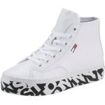 Weiße Tommy Hilfiger TOMMY JEANS High Top Sneaker & Sneaker Boots in Normalweite aus Leder für Damen mit Absatzhöhe bis 3cm 