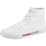 Weiße Tommy Hilfiger TOMMY JEANS High Top Sneaker & Sneaker Boots mit Schnürsenkel in Normalweite aus Textil leicht für Damen 