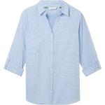 Blaue 3/4-ärmelige Tom Tailor Hemdblusen aus Baumwolle für Damen Größe XL 
