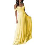 Gelbe Unifarbene Elegante Ärmellose Maxi V-Ausschnitt Wickelkleider Handwäsche für Damen Größe XXL für Partys 