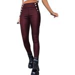 Bordeauxrote Unifarbene Casual Stretch-Jeans mit Reißverschluss aus Denim für Damen Größe M für den für den Herbst 