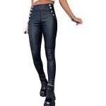 Schwarze Unifarbene Casual Stretch-Jeans mit Reißverschluss aus Denim für Damen Größe L für den für den Herbst 
