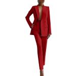 Rote Unifarbene Elegante Damenhosenanzüge Größe XL 2-teilig 