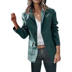Grüne Unifarbene Übergangsjacken aus Leder für Damen Größe XXL für den für den Herbst 