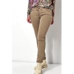 Reduzierte Taupefarbene Bestickte Casual Toni Slim Fit Jeans mit Glitzer mit Reißverschluss aus Baumwolle für Damen Größe L Petite 