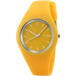 Gelbe Quarz Damenarmbanduhren aus Edelstahl mit Analog-Zifferblatt mit Kunststoff-Uhrenglas mit Kautschukarmband 