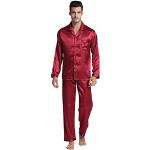 Burgundfarbene Pyjamas lang aus Satin für Herren Größe M 