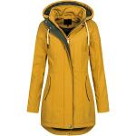 Gelbe Sportliche Mini Kapuzenmäntel aus Softshell mit Kapuze für Damen Größe L 