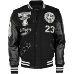 Schwarze Bestickte Top Gun Stehkragen College-Jacken mit Reißverschluss aus Leder Handwäsche für Herren Übergrößen 