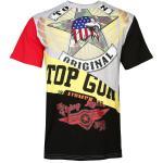 Schwarze Bestickte Top Gun Top Gun T-Shirts für Damen Größe L 