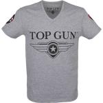 Anthrazitfarbene Sportliche Kurzärmelige Top Gun T-Shirts aus Baumwolle für Damen Größe S 