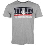 Graue Melierte Kurzärmelige Top Gun Top Gun T-Shirts aus Baumwolle Handwäsche für Herren Größe 4 XL 