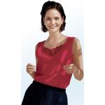 Rote Unifarbene Ärmellose Plauener Spitze Tunika-Blusen für Damen Größe M für den für den Sommer 
