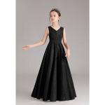 Schwarze Unifarbene Ärmellose Topmelon Maxi V-Ausschnitt Lange Abendkleider Handwäsche für Damen für Brautjungfern 