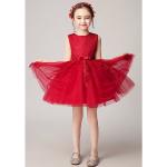 Rote Bestickte Ärmellose Topmelon Rundhals-Ausschnitt Druckkleider & bedruckte Kinderkleider mit Reißverschluss aus Polyester für Mädchen für den für den Sommer 