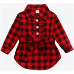 Rote Casual Langärmelige Topmelon Kinderblusenkleider & Kinderhemdkleider für Mädchen 