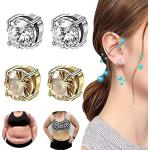 Silberne Topmelon Magnet-Ohrringe aus Silber mit Zirkonia für Damen 4-teilig 