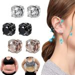 Silberne Elegante Topmelon Magnet-Ohrringe aus Silber für Damen 6-teilig 
