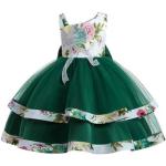 Grüne Ärmellose Topmelon Gemusterte Kinderkleider mit Reißverschluss aus Tüll Handwäsche für Mädchen für den für den Sommer 