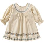 Casual Langärmelige Topmelon U-Ausschnitt Kinderblusenkleider & Kinderhemdkleider mit Knopf aus Baumwolle für Mädchen 