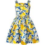 Gelbe Blumenmuster Kinderkleider A-Linie Handwäsche für Mädchen 