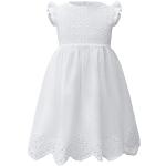 Reduzierte Weiße Casual Kurzärmelige Basic-Kleider für Kinder mit Reißverschluss aus Baumwolle für Mädchen für den für den Frühling 