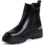 topschuhe24 2607 Damen Plateau Stiefeletten Chelsea Boots, Farbe:Schwarz, Größe:37 EU