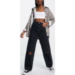 Reduzierte Schwarze Topshop Baggy Jeans & Loose Fit Jeans mit Reißverschluss aus Baumwolle für Damen Weite 30, Länge 30 