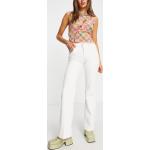 Reduzierte Weiße Loose Fit Topshop Jeans-Schlaghosen mit Reißverschluss aus Baumwolle für Damen Größe XS Weite 32, Länge 32 
